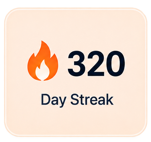 Healthy habit card showing a 320-day streak